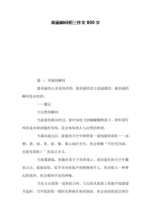 美丽瞬间初三作文800字