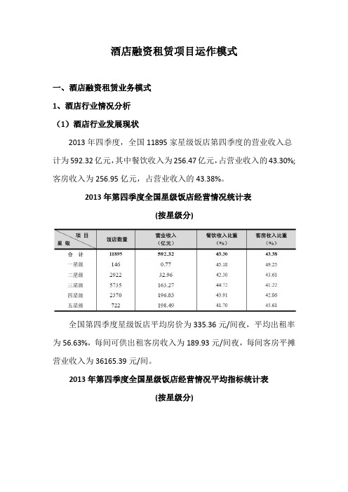 酒店融资租赁项目运作模式