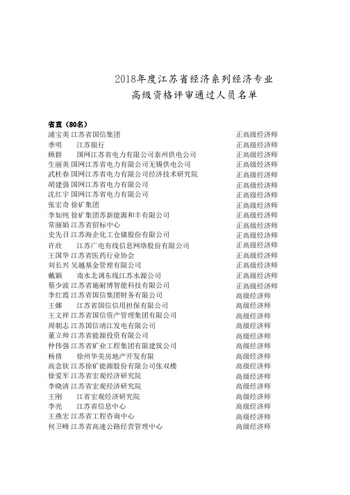 2018年度江苏省经济系列经济专业041019182626