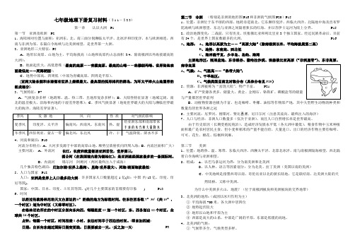 七年级地理下册复习材料