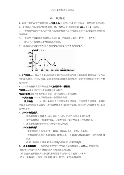 大气污染控制考试知识点