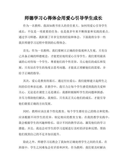 师德学习心得体会用爱心引导学生成长