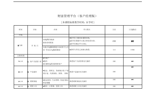 财富管理平台(客户经理版)教案