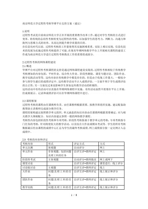 南京师范大学过程性考核毕博平台支持方案(建议)