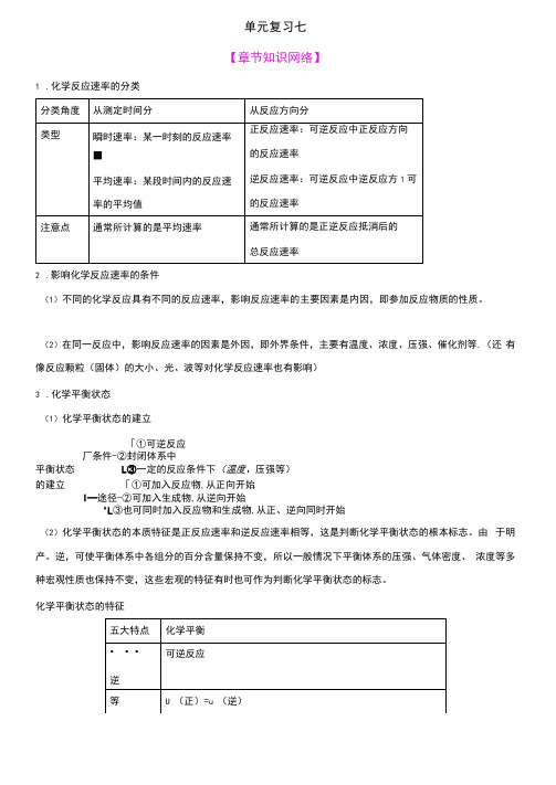 【高中化学】一轮复习学案：化学反应速率和化学平衡(选修4)