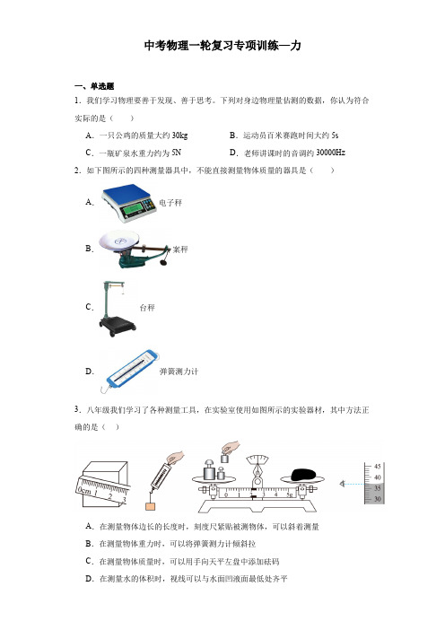 中考物理一轮复习专项训练—力(含答案)