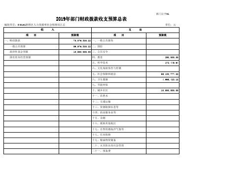 2019年部门财政拨款收支预算总表