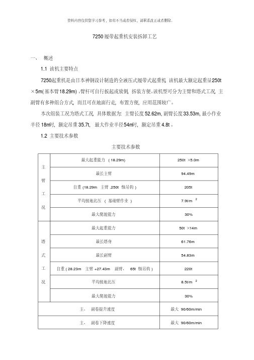 履带起重机安装拆卸工艺样本