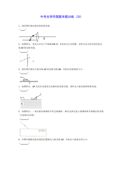 初中物理中考光学作图题专题训练 (20)(含答案解析)