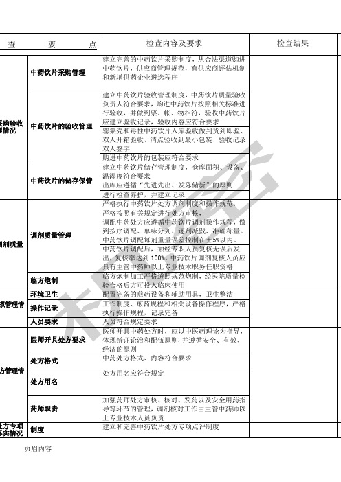 中药饮片质量控制检查记录表格模板