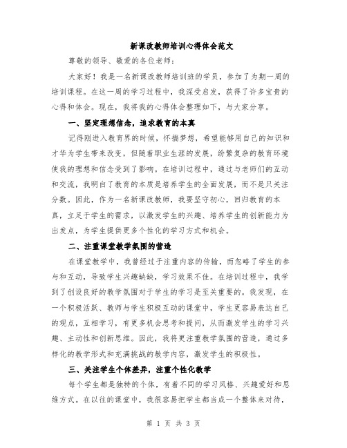 新课改教师培训心得体会范文