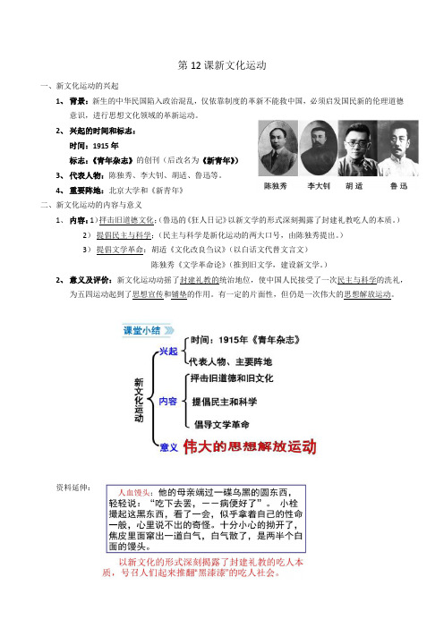 (部编)人教版八年级上册第12课新文化运动