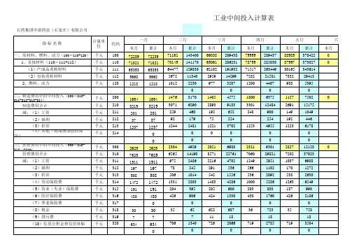 正略钧策—石家庄制药集团—工业中间投入计算表(2007)