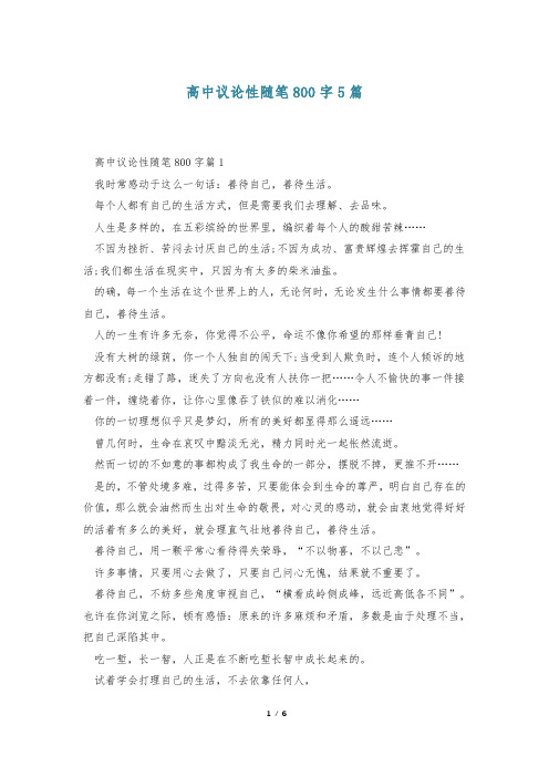 高中议论性随笔800字5篇