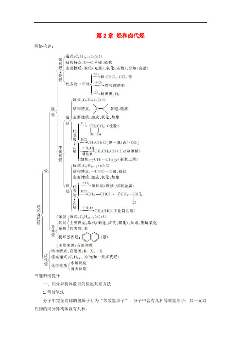 高中化学 第2章 烃和卤代烃章末复习教学案 新人教版选修5