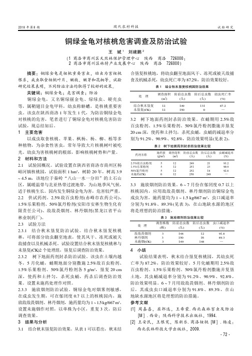 铜绿金龟对核桃危害调查及防治试验