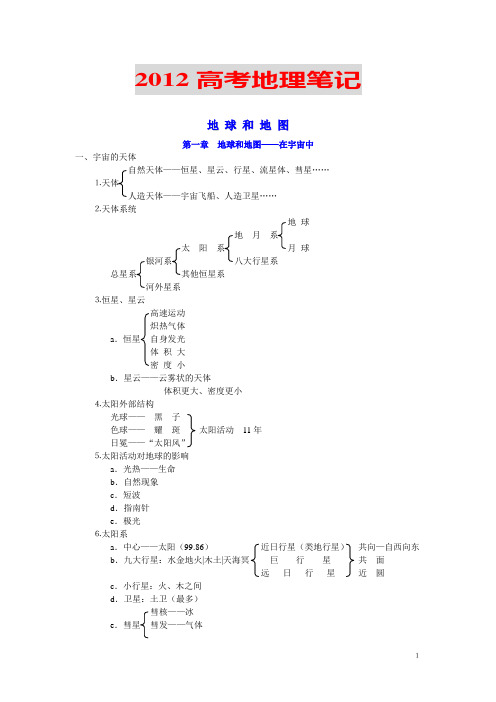 2012高考地理笔记(高三尖子生高分秘诀,值得参考!)