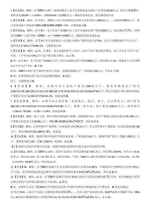 2016年广东省公务员考试行测资料分析专项习题100道(附答案) - 副本