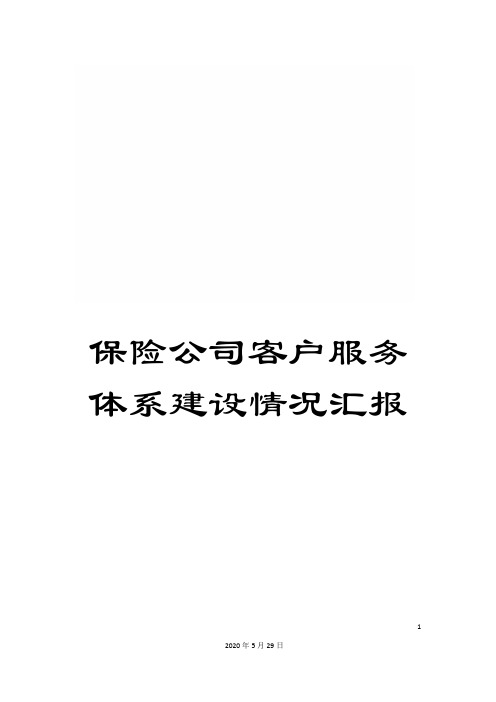 保险公司客户服务体系建设情况汇报