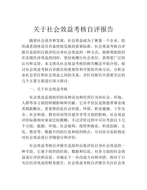 关于社会效益考核自评报告