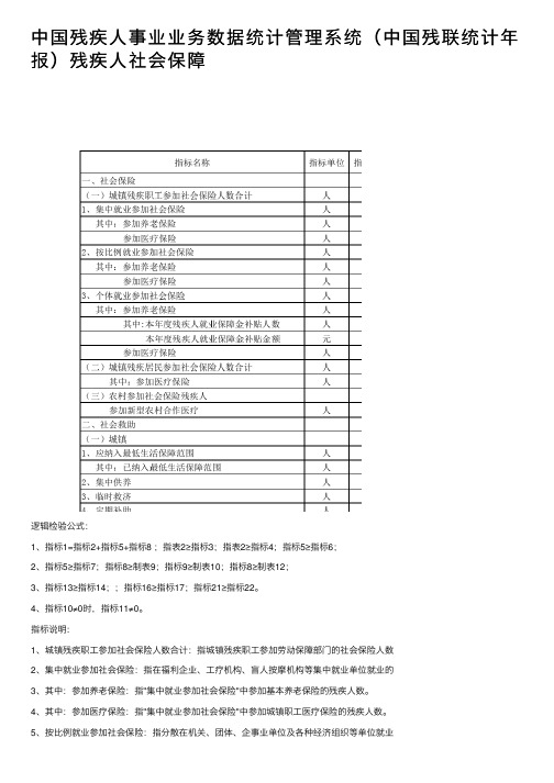 中国残疾人事业业务数据统计管理系统（中国残联统计年报）残疾人社会保障