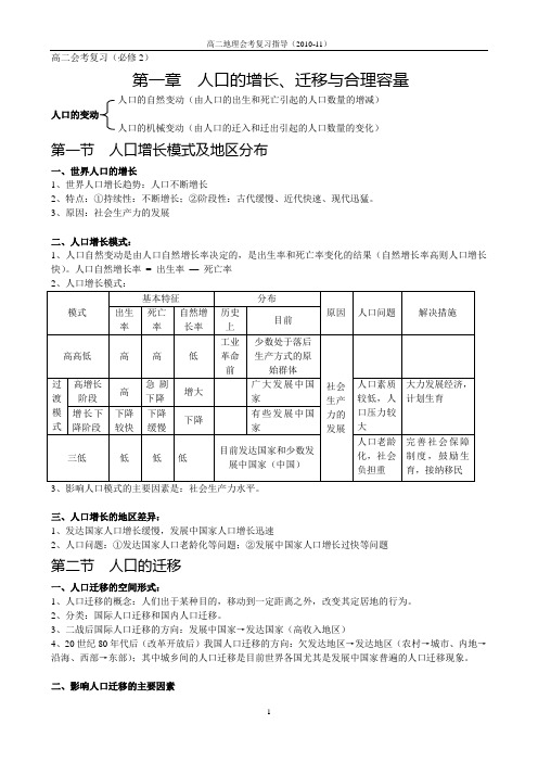 高中地理必修2会考复习提纲(北京版)