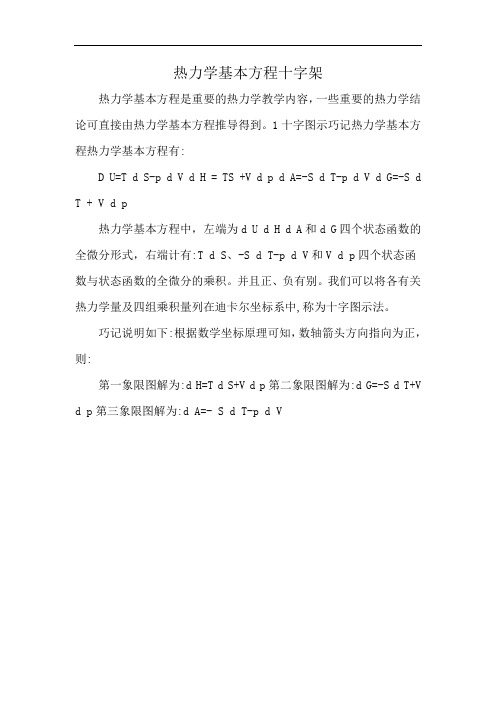 热力学基本方程十字架