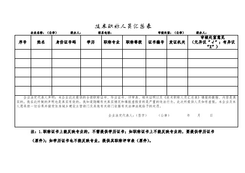 技术职称人员汇总表