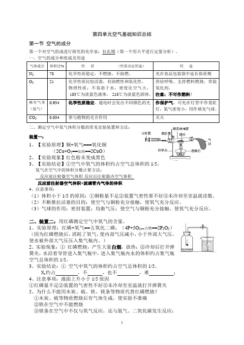 第四单元《我们周围的空气》知识点整理