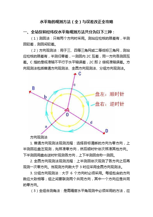 水平角的观测方法（全）与误差改正全攻略