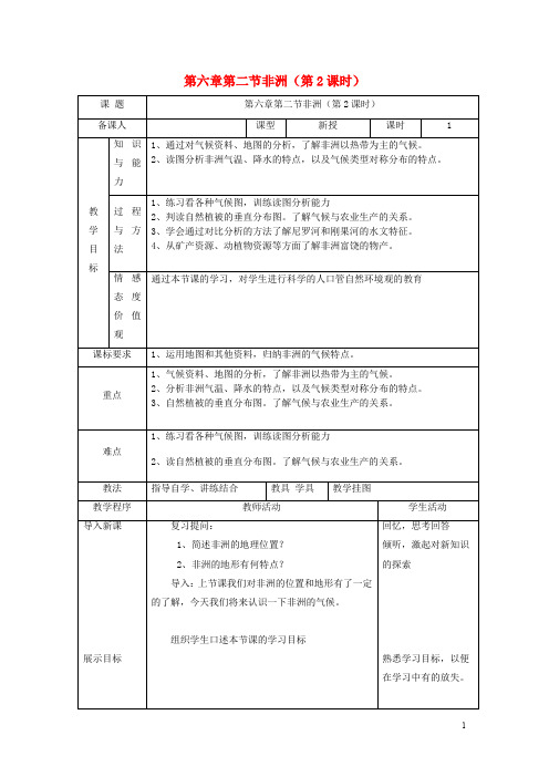 七年级地理下册 第六章 第二节 非洲(第2课时)教案 湘