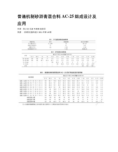 普通机制砂沥青混合料AC-25组成设计及应用