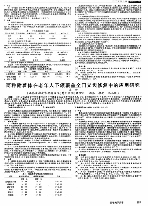 两种附着体在老年人下颌覆盖全口义齿修复中的应用研究