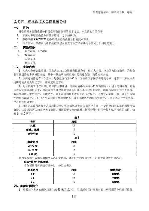 实习4栅格数据多层面叠置分析