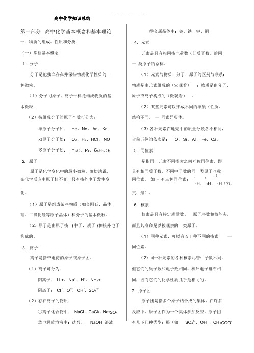 高中化学知识总结(精心整理)