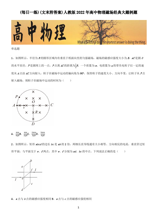 (文末附答案)人教版2022年高中物理磁场经典大题例题