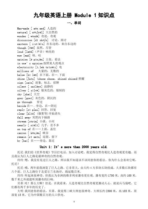 初中英语外研版九年级上册 Module 1知识点