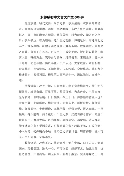 东都赋初中文言文作文600字