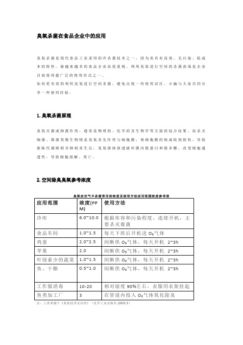 臭氧杀菌在食品企业中的应用