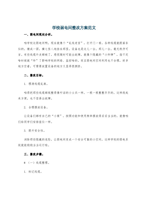 学校弱电间整改方案范文