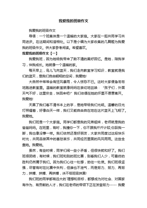 我爱我的班级作文