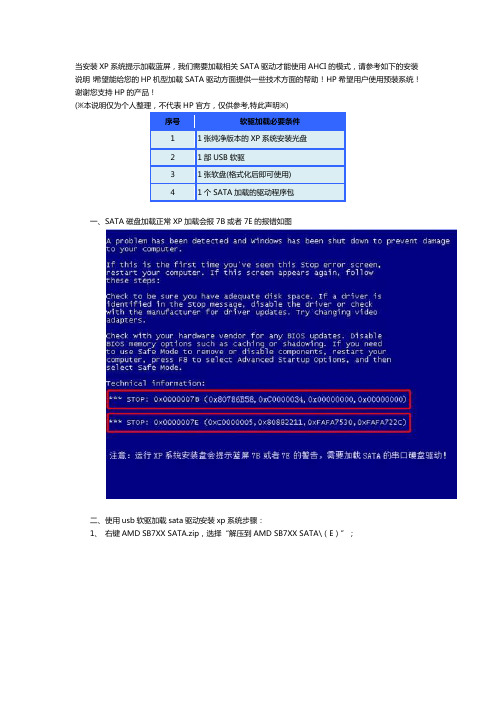 当安装XP系统提示加载蓝屏,我们需要加载相关SATA驱动才能使用AHCI的模式,请参考如下的安装说明