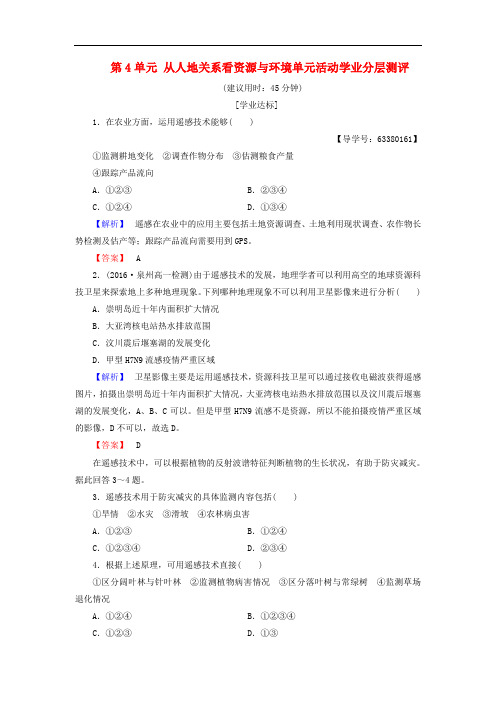 高中地理 第4单元 从人地关系看资源与环境单元活动学业分层测评 鲁教版必修1