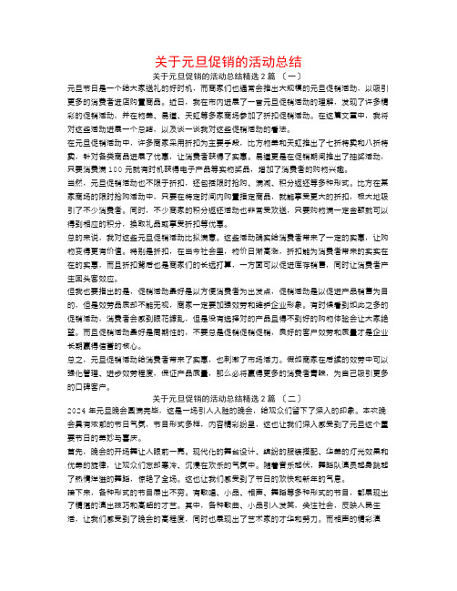 关于元旦促销的活动总结2篇