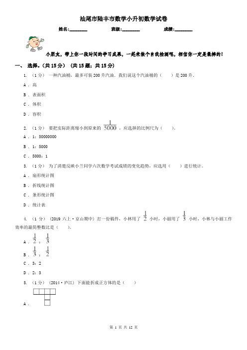 汕尾市陆丰市数学小升初数学试卷