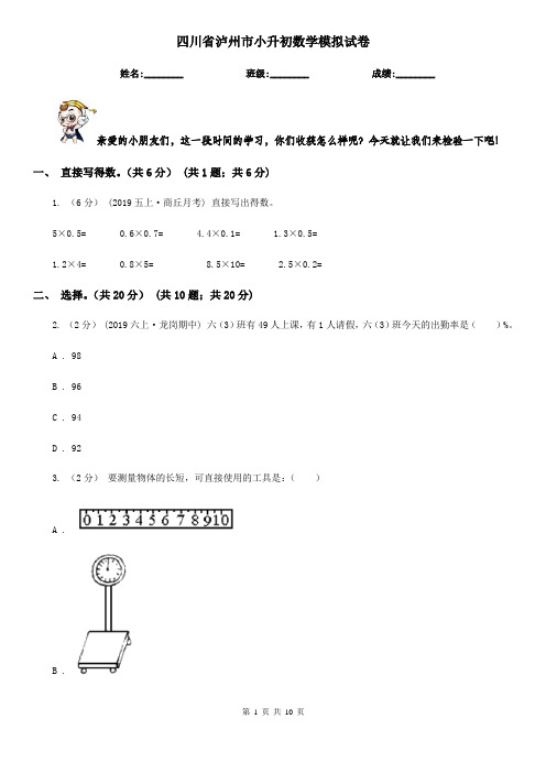 四川省泸州市小升初数学模拟试卷