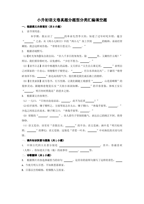 小升初语文卷真题分题型分类汇编填空题02含答案