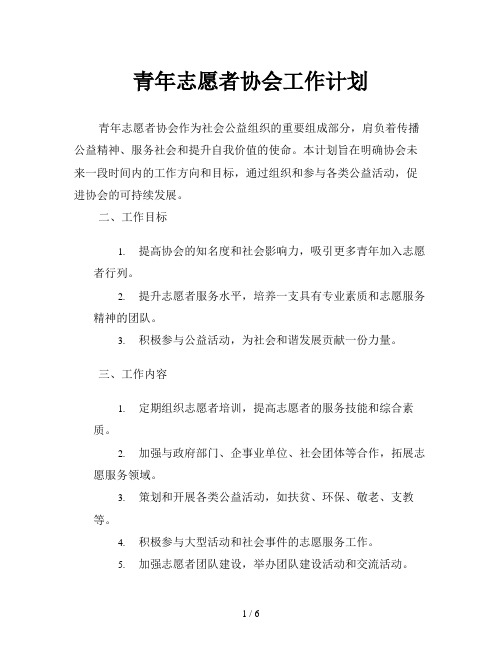 青年志愿者协会工作计划