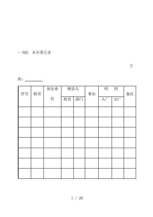 公司来访登记表与因公外出单