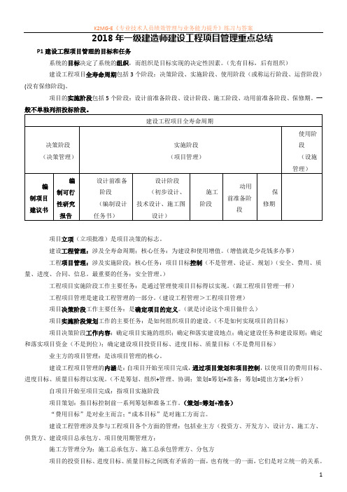 2018一建项目管理知识点整理(可打印)